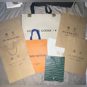 Assorted Luxury Designer Gift Bags Burberry Louis V Dior Rolex Golden Goose